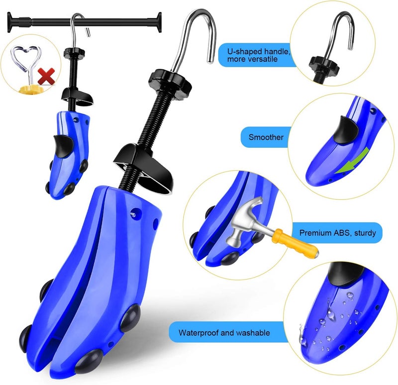 eachway Shoe Stretcher Shoe Trees,Adjustable Length & Width for Men and Women (M(for M's Us6.5-10; Wm's Us10-13.5) Blue) - Image 2